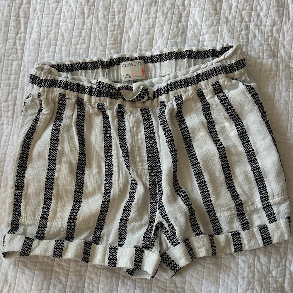 Crewcuts High Waist Striped Shorts - Black and White